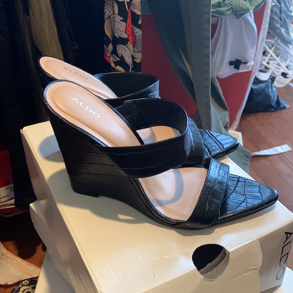 Black Wedge Sandal